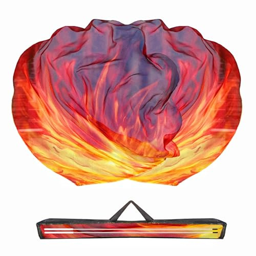 Baisdan 54x54 Fire Worship Flags for Dance Church, Worship Flags for Dancing with Flexible Rods & Storage Bag, Orange-Red-Black