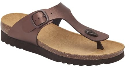Scholl, Damen Zehentrenner mit Kork-Fußbett, braun, 39 EU