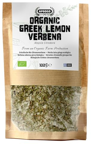 Apsogo Hierba Luisa Ecológica Griega - Hojas Secas, 100g | Hierba luisa ecológica de las montañas soleadas de Grecia - hojas secas cortadas y sueltas con aroma cítrico fresco.