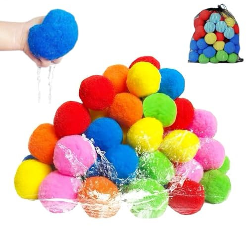 Bombas Agua Reutilizables, 30PCS Bolas Esponja Agua, Juguete Esponja S-uave Reutilizable Absorbe Aguas Para Niños Y Adultos, Bola Aguas Lavable Juegos Lucha Aire Libre, Para Fiestas Piscina Playa