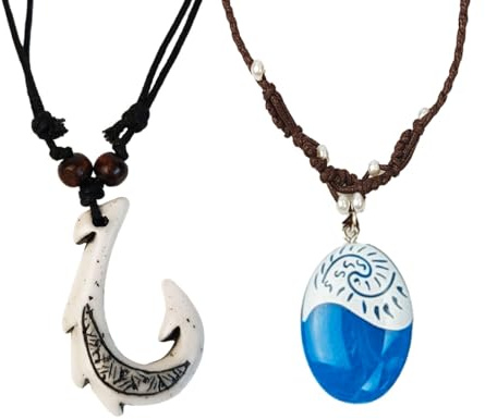 YEPDEEK 2 PCS Cosplay Necklaces Ocean Fishhook Pendants DIY Hand Woven Bohemian Party Costume Accessories
