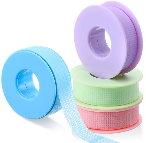 Wimpern Tap, 4 Rollen Wimpernband Wimpernverlängerung Band Wimpern Tapeban für Eyelash Extensions, Atmungsaktives Mikroporen-Klebeband mit Staubschutzplatte, Sanftes Isolationsband für DIY Salon