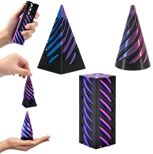 Fidgets, 3 Pcs 3D Printed Fidget Toy, Optical Illusion Desk Accessory, Stress Relief Gadget for Office Workers and Students, Unique 3D Printed Design for Focus and Relaxation