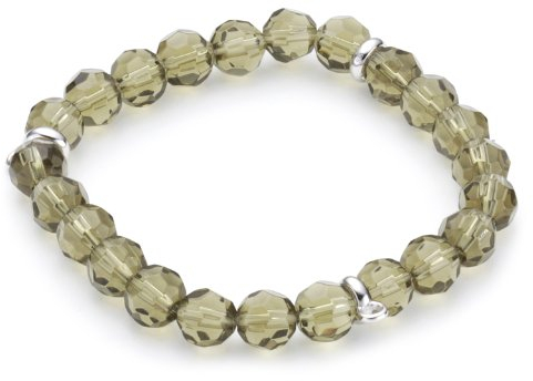 Esprit Damen Armband 925 Sterling Silber rhodiniert Glaskristall Taupe Stone grau