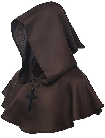 BLESSUME Mönch Gugel Kapuzen Cosplay Kostüm Gugel (Braun)