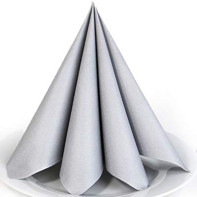 Servietten Silber Premium Airlaid STOFFÄHNLICH | 50 Stück | 40 x 40cm | Einfarbige Servietten | hochwertige Serviette für Hochzeit, Geburtstag, Party, Taufe, Kommunion | made in Germany