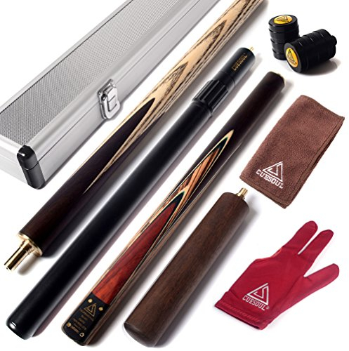 CUESOUL 57 Handwerk 3/4 Gelenkig Snooker Queue mit 2 Queue-Verlängerung Verpackt in Aluminium Köcher D308