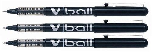 PILOT V-Ball - Cartera de tinta líquida (0,5, 3 unidades), color negro