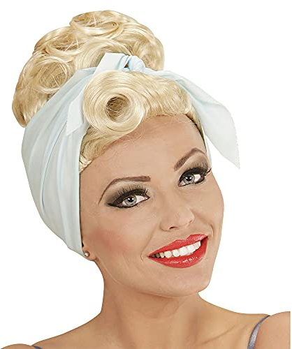 W WIDMANN MILANO Party Fashion 01851 - Perücke Rockabilly Pin Up Girl, blond, mit hellblauem Haarband, Karneval, Mottoparty