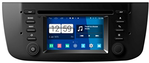 Roverone Quod Core Android System 4.3 Zoll Autoradio GPS für für FIAT Punto Evo Linea 2012 + mit Navigation Radio Stereo DVD Bluetooth SD USB Spiegel Link Touch Bildschirm