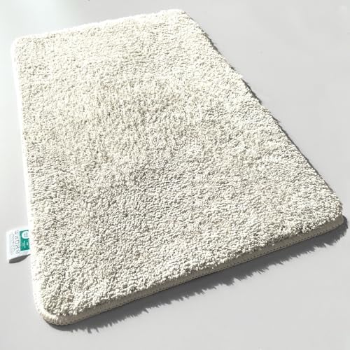 casa pura Badematte rund 95cm Ø Creme weicher, Flauschiger Badezimmerteppich in Shaggy Optik, Badvorleger rutschfest waschbar - Duschvorleger, Teppich Fußmatte für Badezimmer, Dusche, Sky Soft