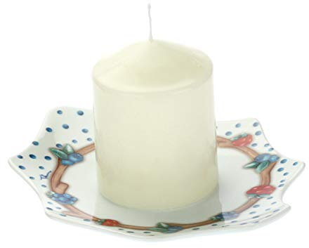 THUN ® - Candela Foglia 'Chiaro di Luna' - Porcellana Bianca - 21x18x2 cm h - Candela h 10 cm - Inodore - Living, Profumazione ambiente