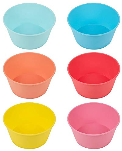 6X Colorful Reusable Plastic Children's Kids Food Bowls Outdoor Parties Picnic BBQ Travel Desserts Ice Cream Fruit Bowl Soup