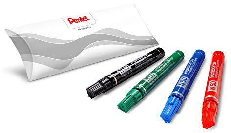 Pentel N50 marcatore permanente punta conica 4 pz colori assortiti (nero, rosso, blu, verde)