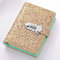 A6 nachfüllbares Binder Notebook PU Leder abschließbar Notebook Tagebuch Tagebuch Skizzenbuch Tagesplaner Agenda Notizblock mit Codeschloss, Stifthalter und Kartenfächern (Glitzer Gold)