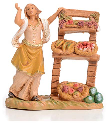 FONTANINI Damen mit Obstbank 6,5 cm aus Harz Krippenfiguren