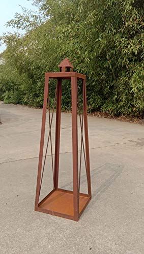 Zen Man Edelrost Windlicht Kerzenhalter Garten Laterne aus Metall Starkes Material Garten Weihnachten Metalllaterne Gartenlaterne (032113-2 :B18cm B29cm H80cm)