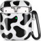 OTOPO Airpods-Hülle, niedliches Kuhdesign, schützende harte Hülle, tragbar und stoßfest, für Damen, Mädchen, Herren, mit Schlüsselanhänger, für Airpods 2/1, Ladehülle (schwarze Kuh)