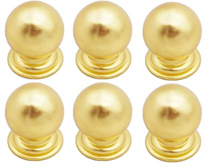 BOZONLI 6 Stück Golden Kugelknauf Schubladenknöpfe Möbelknöpfe Schrankknöpfe Schubladengriffe Kommodenknöpfe Kugel-Knopf Ø22mm für Küche Schrank Schublade