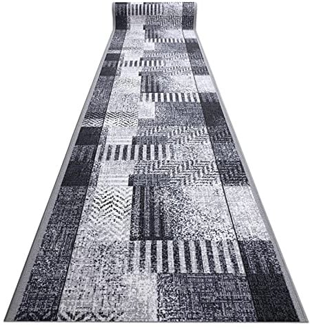rugsx Antirutsch Teppichläufer Essenza - moderner Kurzflor für Küche, Flur & Wohnzimmer, Meterware, grau 120x300 cm