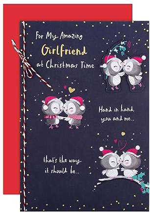 Hallmark 25559587 Weihnachtskarte für Freundin mit niedlichem illustriertem Eulen-Design