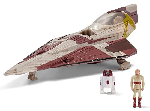 Star Wars Micro Galaxy Squadron SWJ0014 - Jedi Starfighter, offizielles 12,5 cm Fahrzeug mit Figuren