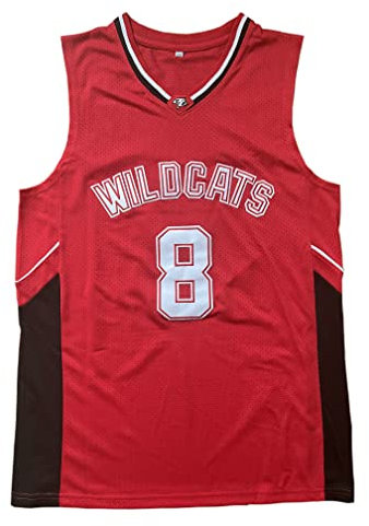 Herren Wildcats High School Jersey, 14 Troy Bolton Basketballtrikot, 8 Chad Danforth Basketballtrikot/Shirt, 8 Danforth Red, S