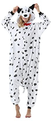 SimZoo Unisex-Hauskleidung Einteilige Cosplay-Kostüm, Nachtwäsche Tier-Einteiler-Pyjama für Erwachsene, Herren und Damen Dalmatiner XL