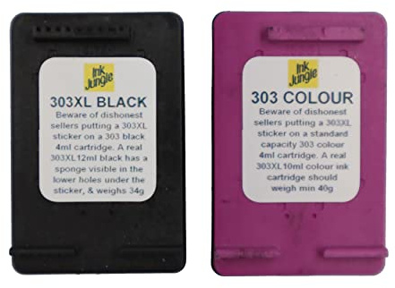 Ink Jungle 303XL Black & 303 Tri-Colour Ink Cartridge Combo Pack For HP ENVY Photo 6220 6230 6232 6234 7120 7130 7132 7134 7820 7830 7832 TANGO X Printers Replaces HP 303 303XL