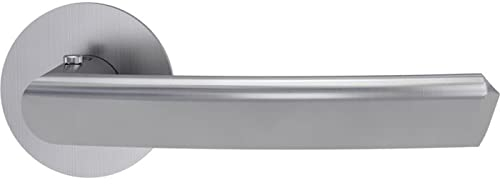 Griffwerk Crystal Türgriffgarnitur Runde Rosetten Edelstahl matt | Schließart wählbar | smart2lock 2.0 | Piatta Flachrosetten (Piatta S - smart2lock 2.0 Rechts)