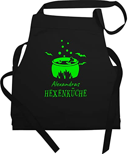 Schürze - Kochschürze - Hexenküche mit Namen I Geschenk Kochen I Hobbyköche - 85x69 - Schwarz - personalisierte geschenke kochschuerze dame küche männerschürzen personalised apron