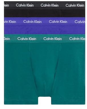Calvin Klein Herren 3er Pack Boxershorts Trunks Unterwäsche, Mehrfarbig (Spectrum Blue, Black, Atlantic Deep), S
