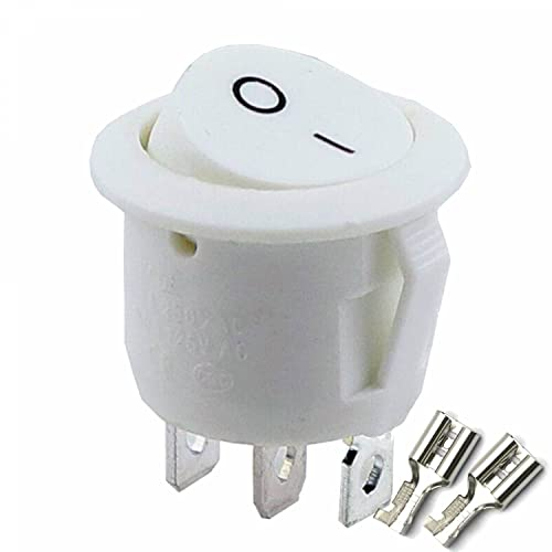 Kippschalter Wippschalter 3 polig rund, Rot Schwarz Weiß ON/OFF 6A/250V Kunststoff push Button Switch kfz | weiß