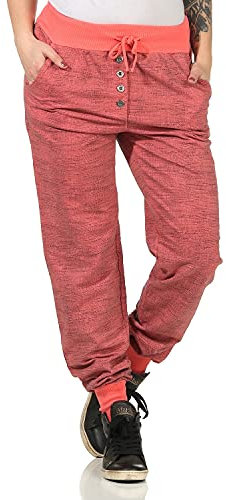 ZARMEXX Damen Sweatpants im Classic Look Baggy Baumwollhose Damenhose Trainingshose Sporthose Unifarben (lachs-meliert, 36-40)