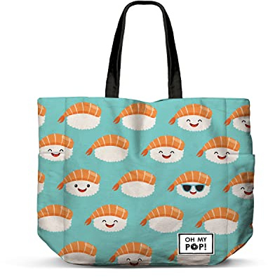 Oh My Pop! Nigiri-Horizontale FAN Shopping Einkaufstasche, Türkis
