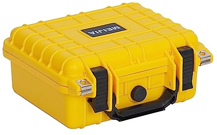 MEIJIA IP67 Waterproof Hard Protective Case,Compact Hard Camera Case,Small Hard Case with Customizable Foam, Fit Use of Drones,Camera,Lens(10.62 x9.68x4.87inches,Yellow)