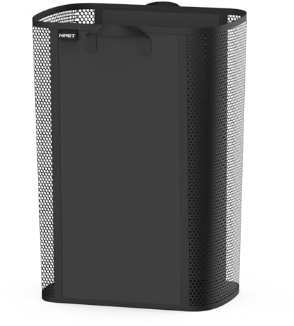 NPET 72 Liter Wäschekorb mit griffen, Protable wäschesammler mit EVA wasserdicht & atmungsaktiv Mesh-Material, laundry basket für Wäsche, Bad, Schlafzimmer und Schlafsaal (Square, schwarz)
