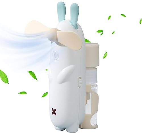 Fulenyi Mister Portable Fan Mister Rechargeable Rabbit Mister Fan Small Portable Fan Personal Fans with Charging Cable Battery Operated for Girls Women