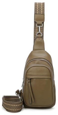 ITALYSHOP24 OBC Damen Bodybag Sling Tasche Rucksack Gürteltasche Crossbag Crossover Schultertasche Crossbody Brusttasche Umhängetasche Taupe V1.