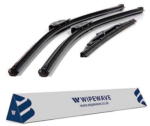 WipeWave Windscreen Wiper Blades for Toyota Yaris 2006-2011 Hatchback, 24 15 12 FRONT & REAR U-Hook, Rear Special Enhanced Clarity, Quick Installation, Easy Replacement