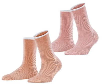 ESPRIT Damen Socken Allover Stripe Multipack W So Baumwolle gemustert 2 Paar, Mehrfarbig Rot Orange 0180, 39-42