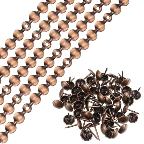 QUARKZMAN 10uds Tapicería Tachuelas Tiras, 1 Metro Brillante Decorativos Clavos Adornos para Sofá Cabecero Silla Muebles con Tapicería Clavos (11mm Cobre)