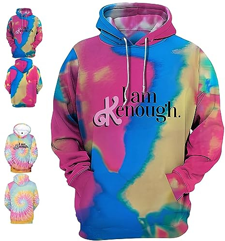 WEYSHHT I Am Ken Enough Hoodie, Ich Bin Kenough Hoodie, 3D Rendering Gedruckt Plus Size Hoodie, Unisex Color Block Pullover, Long Sleeve Sweatshirts and Hoodie for Movie Fans