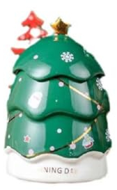 YDoLimmer 3D Christmas Tree Coffee Cup Ceramic Coffee Mug with Lid Christmas Cup with Stirring Rod 400 ml Tea Cup Milk Cup Gift Cup (Green)