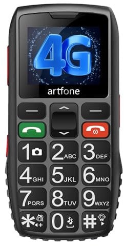 artfone 4G Big Button Phone for Elderly - C1 Senior Unlocked Simple to Use, Large Battery SOS Emergency T9 Text, USB-C (Black)