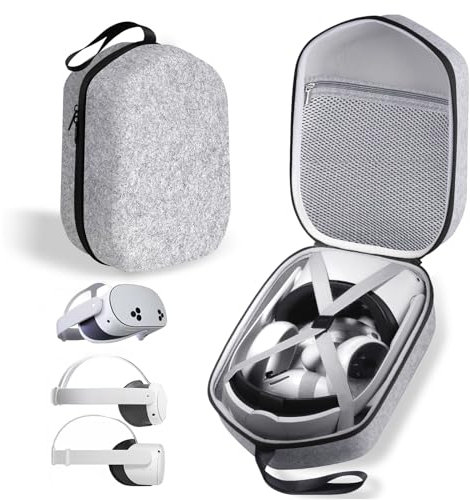 sarlar Large Space Hard Carrying Case Compatible with Meta Quest 3S/Quest 3/Quest 2 Official Elite Strap and BOBOVR M3/M2 Pro,Kiwi Design, Saqico, VZNEK Head Strap with Battery and All Accessories
