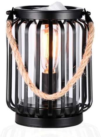 Dorephine Electric Wax Burners,Rustic Metal Oil Burner,Wax Melt Burner with 40W Edison Bulb for Home Décor (Vertical Lines)