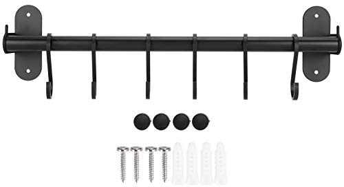 Natudeco 40cm Kitchen Utensil Rack Wall Mounted Kitchen Pot Lid Hanger Cooking Rail Bar Rack Organizer for Home Kitchen Living Room Bathroom