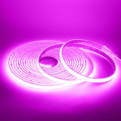 Wisada COB Neon Streifen 6m, 12V Wasserdichte IP68 Selbstklebendes Band, 320LEDs/m Superhell Flexibler Violett COB Neon LED Band, rot/weiss 2-adrig LED Lichterketten für Außen, Terrasse, Aquarium