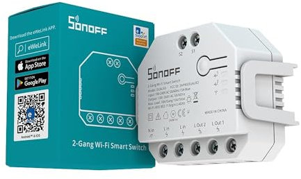 Interruptor inteligente WiFi de doble canal SONOFF DUAL R3, control por voz y APP, 3 modos, para puertas, cortinas, luces, electrodomésticos